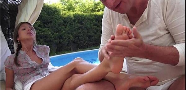  Teen Doris Ivy gets toe sucked by grandpa and rides his cock